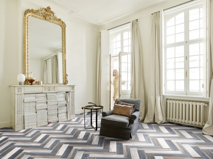 Linoleum Model Parchet Venice 961, Latime 200 cm, Gri/Bej [3]