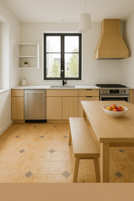 Linoleum PVC, Model Kelso 7099, Latime 200 cm, Bej [5]