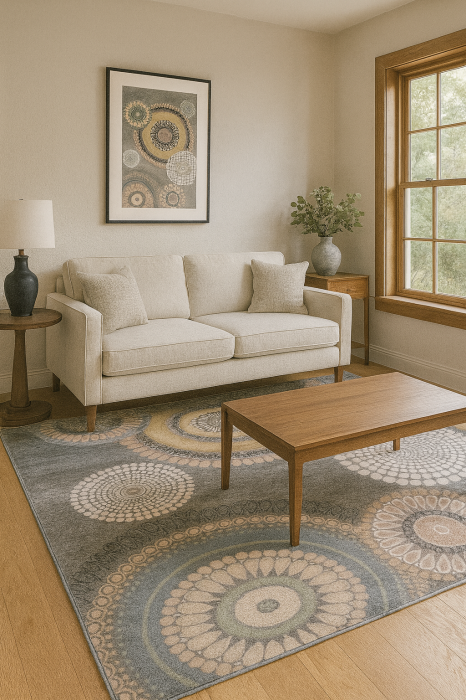 Model 18024, Covor DreptunghiularLiving/Dormitor, Gri Multicolor [8]