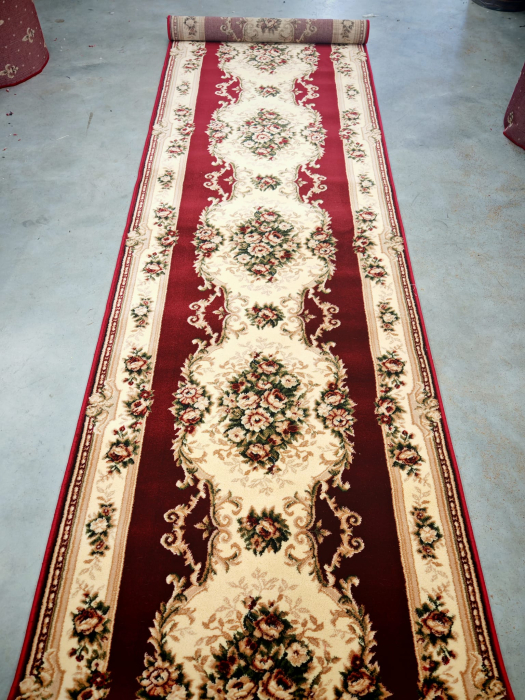 Traversa Hol, Model Lotos 574/210, Festonata la capete,  Latime 100 cm, Rosu/Grena [10]
