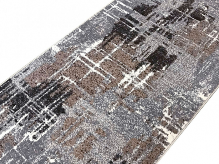 Traversa Hol, Model Mira 24037/123, Festonatala capete,  Latime 180 cm, Gri/Maro [11]