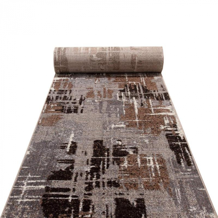 Traversa Hol, Model Mira 24037/123, Festonatala capete,  Latime 180 cm, Gri/Maro [7]