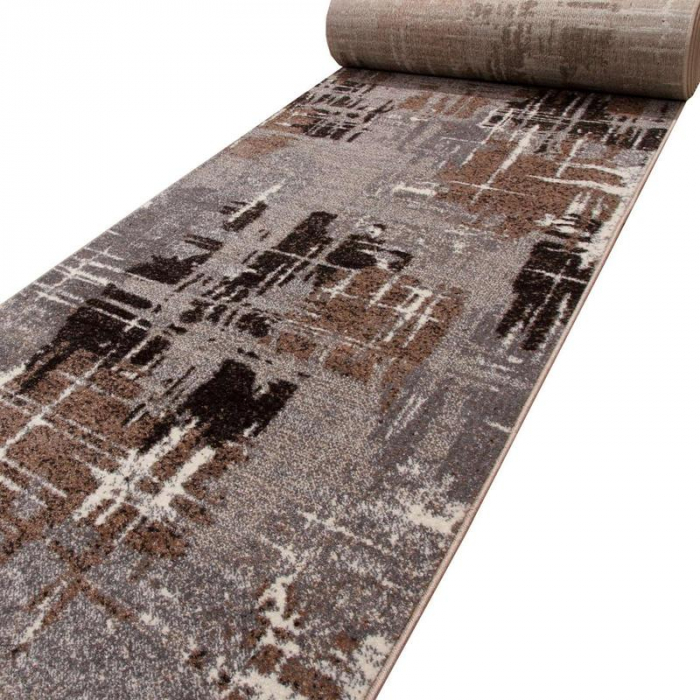 Traversa Hol, Model Mira 24037/123, Festonatala capete,  Latime 180 cm, Gri/Maro [2]