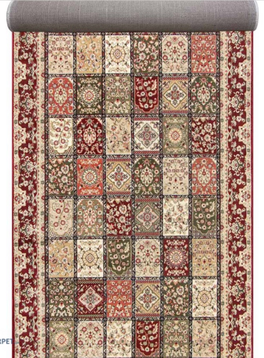Traversa Hol, Model Timbre 1518/120, Festonata la capete, Latime 200 cm, Rosu/Grena [4]