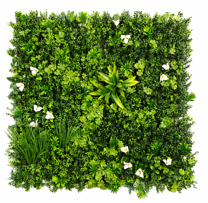 Panouri perete iarbă, 100 x 100 cm decorațiune iarbă artificială cu legători, Model Bellin B018, Balcon/Gard/Restaurat/Hotel, Exterior/Interior [2]
