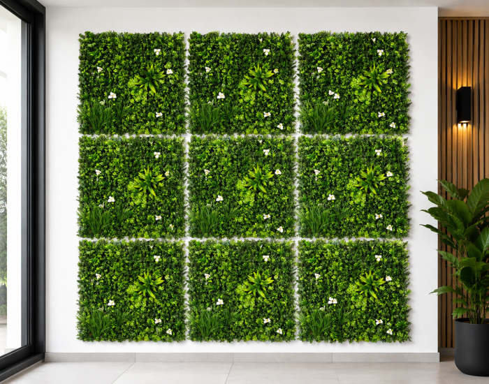 Panouri perete iarbă, 100 x 100 cm decorațiune iarbă artificială cu legători, Model Bellin B018, Balcon/Gard/Restaurat/Hotel, Exterior/Interior [4]