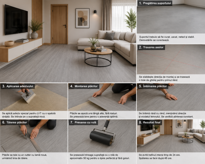 Parchet LVT 8103-1 Gri Aspect Lemn – Pardoseală Vinil 2 mm, Clasa Trafic 32. Super Pret 84.99 lei/mp! [3]