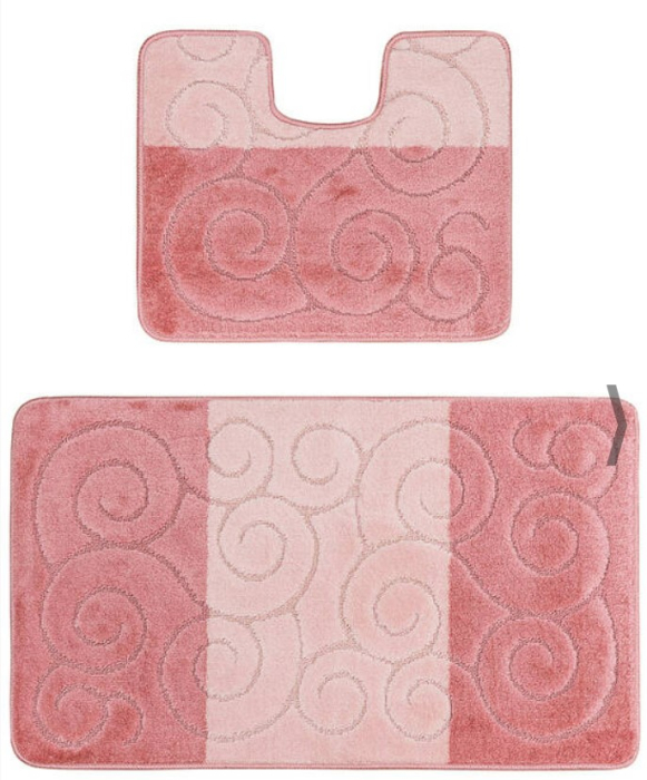 Set 2 Covoras baie, Antiderapant, Sile 2580, Roz [5]
