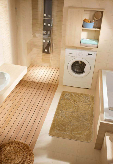 Set 2 Covoras baie, Antiderapant, Flora 2519, D. Beige [2]