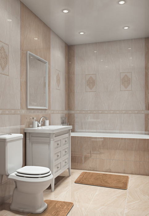 Set 2 Covoras baie, Antiderapant, Flora 2546 L. Brown, 50x80 cm, 40x50 cm [2]