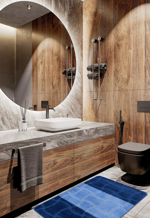 Set 2 Covorase antiderapante de baie, Sariyer 2582 Albastru, Diverse Marimi [2]