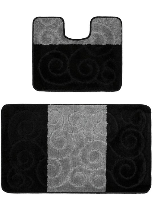 Set 2 Covorase antiderapante de baie, Model Sile 2513, Negru [6]