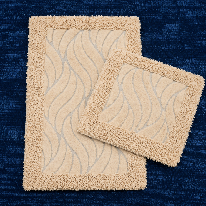 Set Covor baie,  Covor 100% Bumbac, Dimensiunea 60x100/50x80 cm, Crem [2]