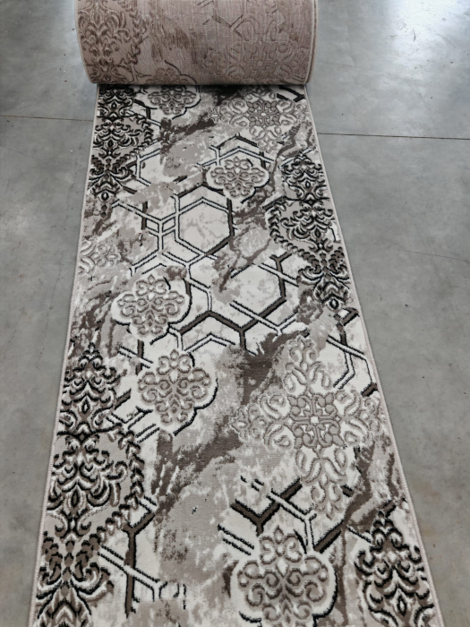 Traversă FRIDA 12310 Bone/Vizion, Crem-Gri, Model Modern Geometric, Festonata la capete [3]