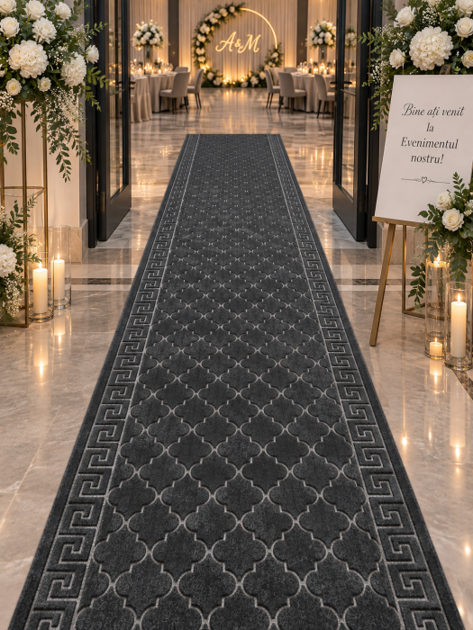Traversă Versace Gri, Model Geometric, 100% Poliester, 715 g/mp [3]
