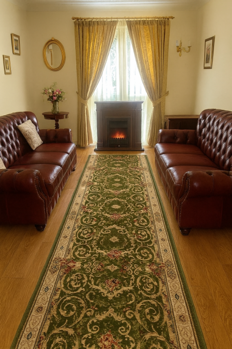 Traversa Hol, Festonata, Model 15002/310, Verde, Latime 80 cm, Verde [1]