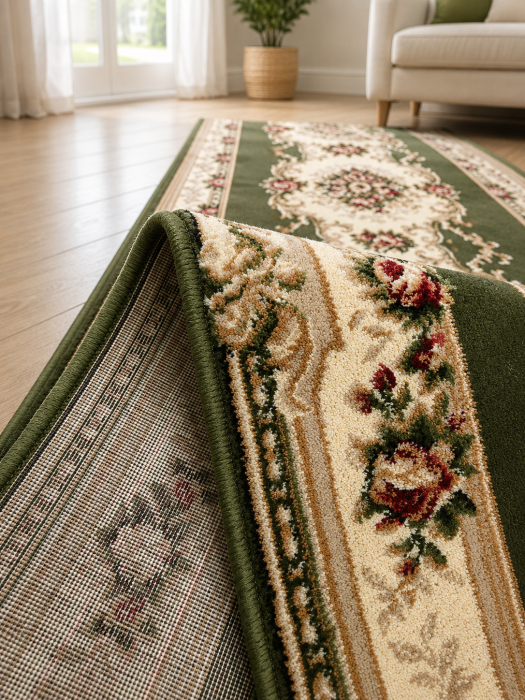 Traversa Hol, Model Clasic 574/310, Traversa Latime 80 cm, Verde/Crem, Festonata la capete [2]