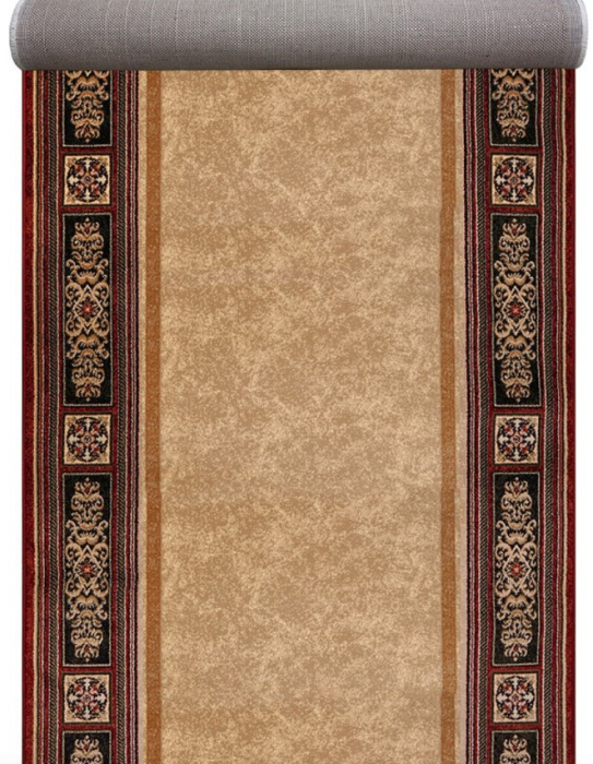 Traversa Hol/Pensiune/Hotel/Biserica, Model Lotos 518/120, Latime 60 cm, Rosu Grena/Bej, Festonata la capete [5]