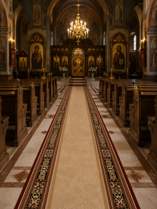 Traversa Hol/Pensiune/Hotel/Biserica, Model Lotos 518/120, Latime 60 cm, Rosu Grena/Bej, Festonata la capete [2]