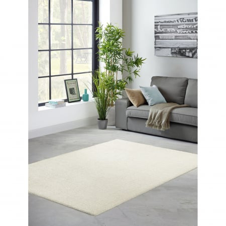 Covoare Living - Covor Belgian din Microfibra, Lavabil, Fir moale, Crem