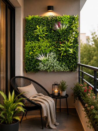 Panouri Decor - Panouri perete iarbă, 100 x 100 cm decorațiune iarbă artificială cu legători, Model Bellin B017, Balcon/Gard/Restaurat/Hotel, Exterior/Interior