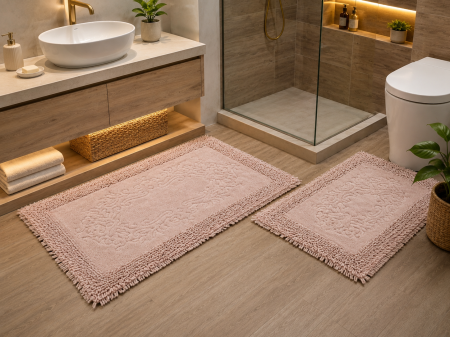 Covorase Baie - Covor baie, Clasic Roz, Covor 100% Bumbac, Dimensiunea 60x100 cm