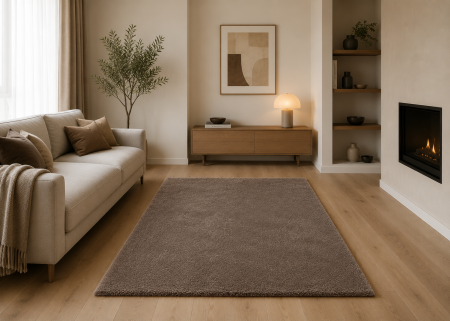 Lichidare stoc - Covor Belgian din Microfibra, Model  Sky 71301/080 Lavabil, Fir moale, Maro
