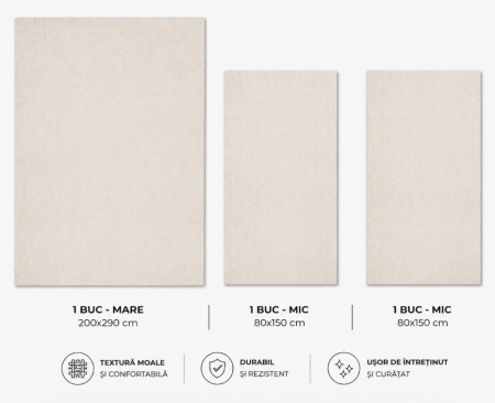 Covoare Dormitor - Covor Belgian Living/Dormitor, Fargo 71501/056, Ivory Set 80x150 cm -2 buc/ 200 x 290 cm -1 buc