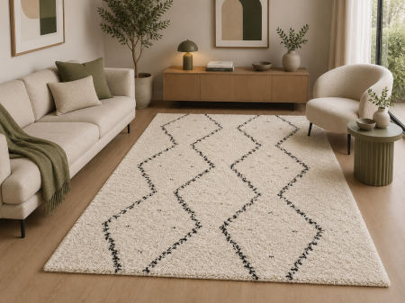 Covoare Living - Covor Belgian Sufragerie/Dormitor, Model Gent 51497/361 , Dreptunghiular, Crem/Negru