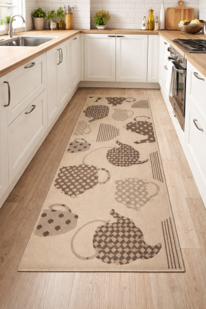 Covoare Bucatarie - Covor Bucatarie, Flex 19056/19, Bej, Antiderapant 75x200 cm