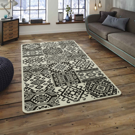 Covoare Moderne - Covor Bucatarie, Flex 19636-08, Gri/Negru 75x150 cm