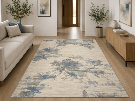 Covoare Living - Covor Calvin Klein Sufragerie/ Hol, Model ECH01, Gri/Ivory/Blue