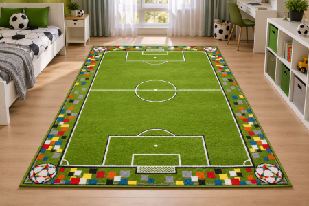 Covoare Copii - Covor Camera Copii, Model Teren Fotbal 11118/130, Verde