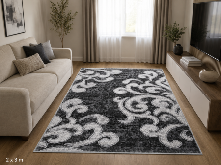 Covoare Living - Covor Sufragerie/ Dormitor, Model Cappuccino Ramuri 16028/610, Gri