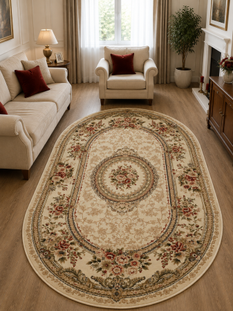 Covor Clasic Living, Model Lotos 571/100, Crem Oval