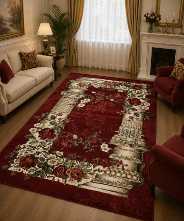 Covoare Living - Covor Clasic Sufragerie/ Dormitor, Model Coloane 532/210, Rosu Grena
