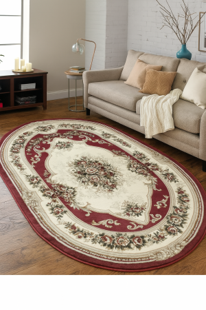 Covoare Living - Covor Clasic, Model Lotos 574/210 Rosu, Oval