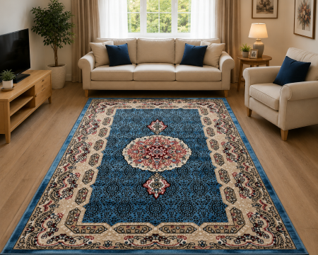 Covoare Living - Covor Clasic Queen 12165,  Model Oriental, Turcoaz