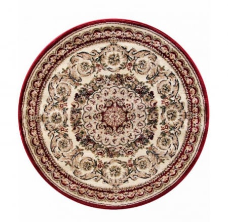 Covoare Living - Covor Clasic Rotund, Model Lotos 539/120, Crem/Rosu