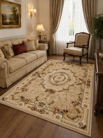 Covoare clasice - Covor Clasic Sufragerie/Dormitor, Model Lotos 15002/110, Crem/Bej