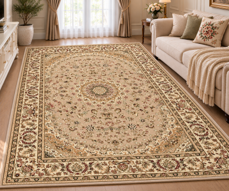 Covoare Living - Covor Clasic Sufragerie/Dormitor, Model Lotos 1555/110, Crem/Bej