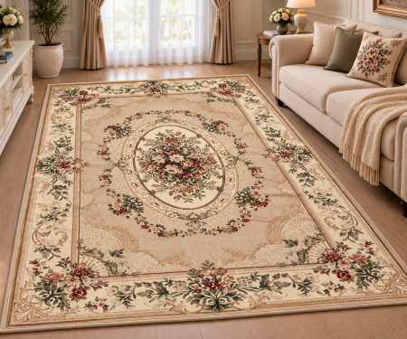 Covoare Living - Covor Clasic Sufragerie/Dormitor, Model Lotos 1557/110, Crem/Bej