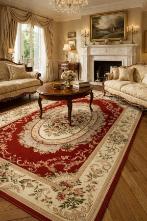 Covoare clasice - Covor Clasic Sufragerie/Dormitor, Model Lotos 1557/210, Crem/Rosu