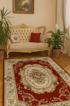 Covoare Living - Covor Clasic Sufragerie/Dormitor, Model Lotos 1557/210, Crem/Rosu