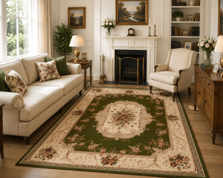 Covoare Living - Covor Clasic Sufragerie/Dormitor, Model Lotos 507, Dreptunghiular, Verde