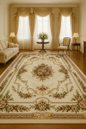 Covoare - Covor Clasic Sufragerie/Dormitor, Model Lotos 574/100, Crem/Bej