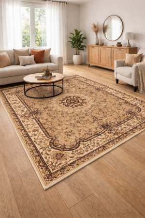 Covoare clasice - Covor Clasic Sufragerie, Model 1520/110, Covor Dreptunghiular, Crem/Bej