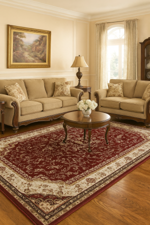 Covoare Living - Covor Clasic Sufragerie, Model Lotos 15055/210, Covor Dreptunghiular, Rosu/Grena