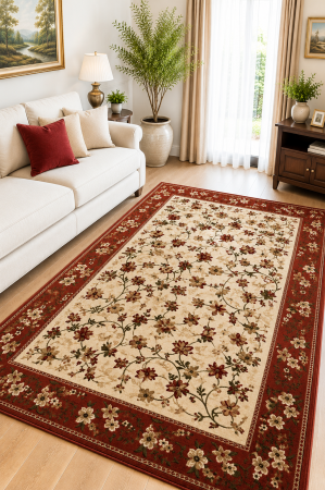Covoare Living - Covor Clasic Sufragerie, Model Lotos 15075/150, Crem/Caramiziu