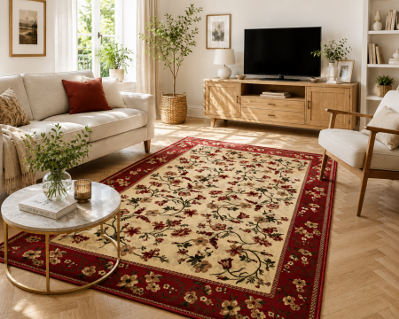 Covoare Living - Covor Clasic Sufragerie, Model Lotos 15075/150, Crem/Caramiziu